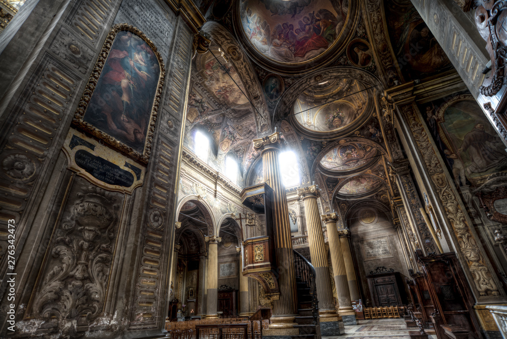 interior of church Santi Bartolomeo and Gaetano of Bologna city in Italy
