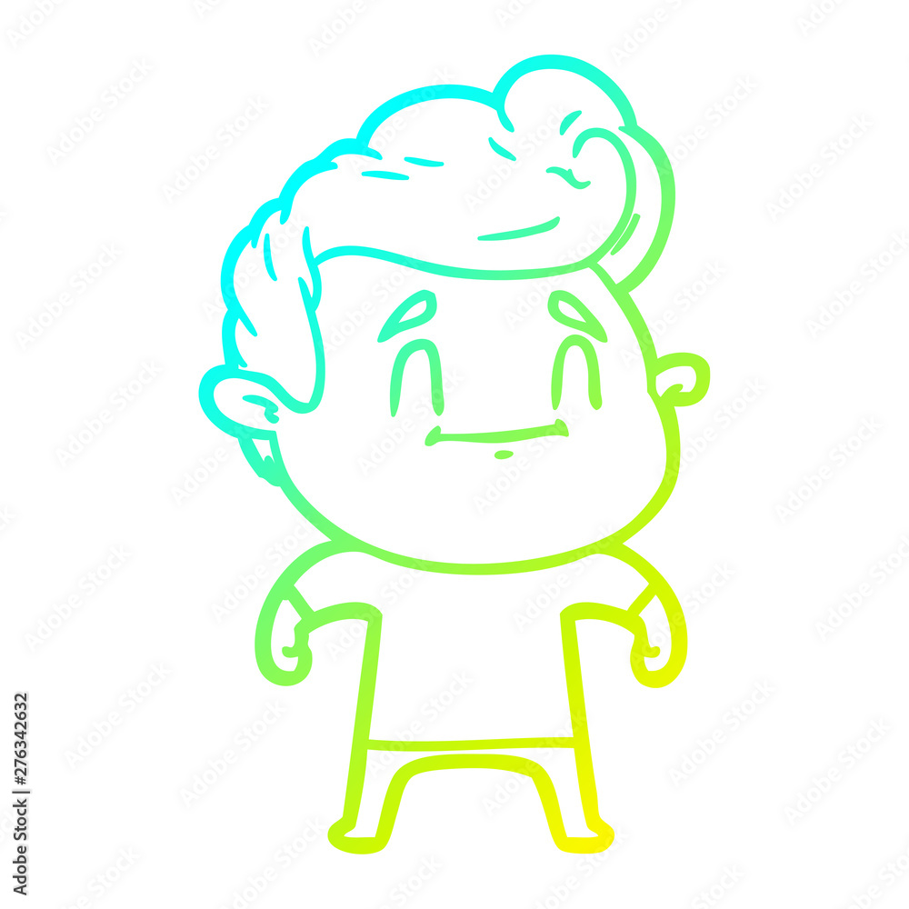 cold gradient line drawing happy cartoon man