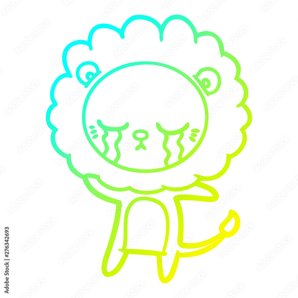 cold gradient line drawing crying cartoon lion cold gradient line drawing crying cartoon lion