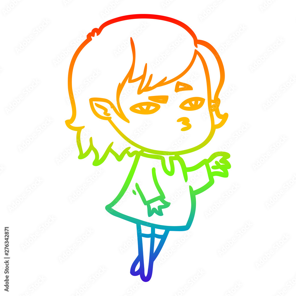 rainbow gradient line drawing cartoon vampire girl rainbow gradient line drawing cartoon vampire girl