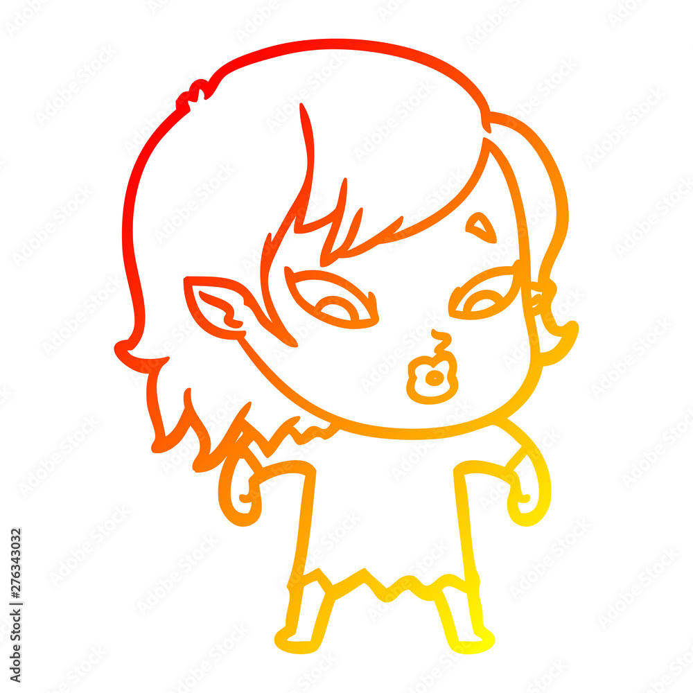 warm gradient line drawing cute cartoon vampire girl warm gradient line drawing cute cartoon vampire girl