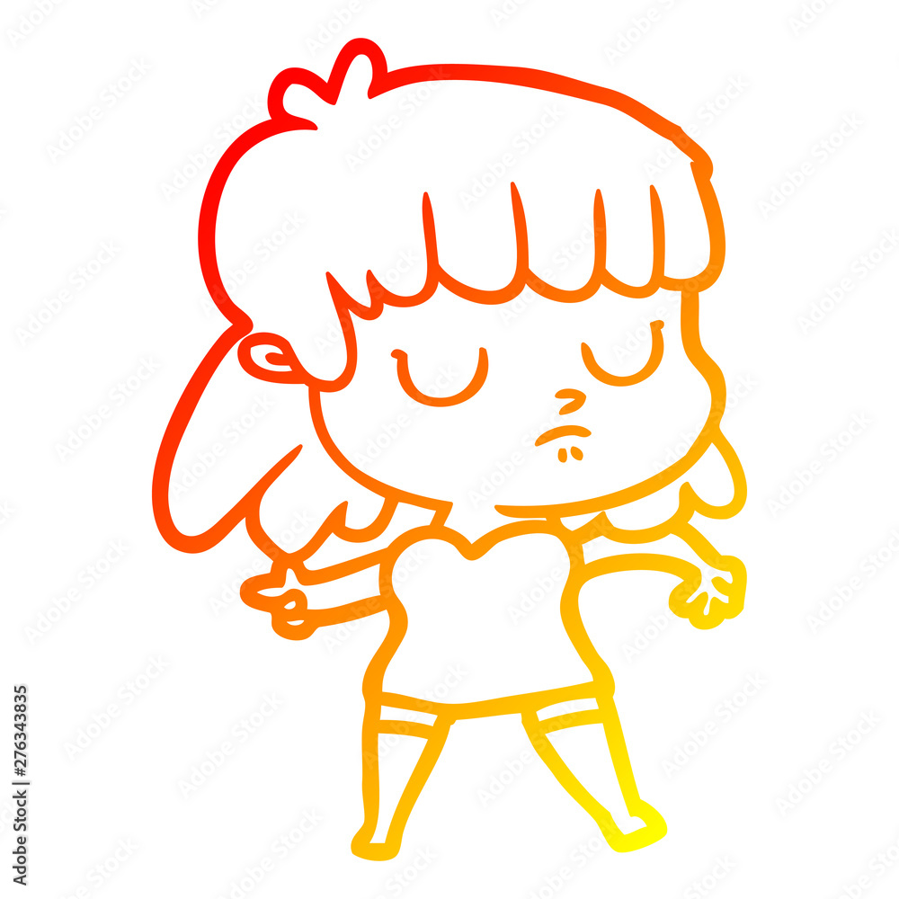 warm gradient line drawing cartoon indifferent woman warm gradient line drawing cartoon indifferent woman