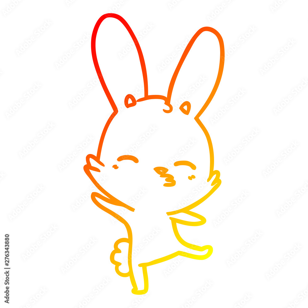 Fototapeta premium warm gradient line drawing curious bunny cartoon