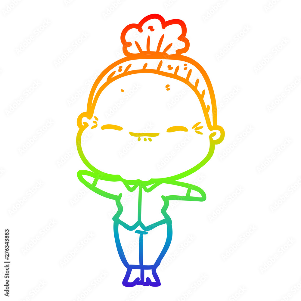rainbow gradient line drawing cartoon peaceful old woman rainbow gradient line drawing cartoon peaceful old woman