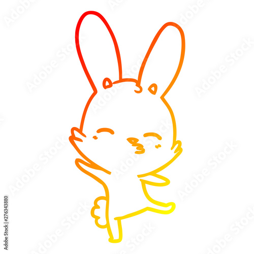 warm gradient line drawing curious bunny cartoon