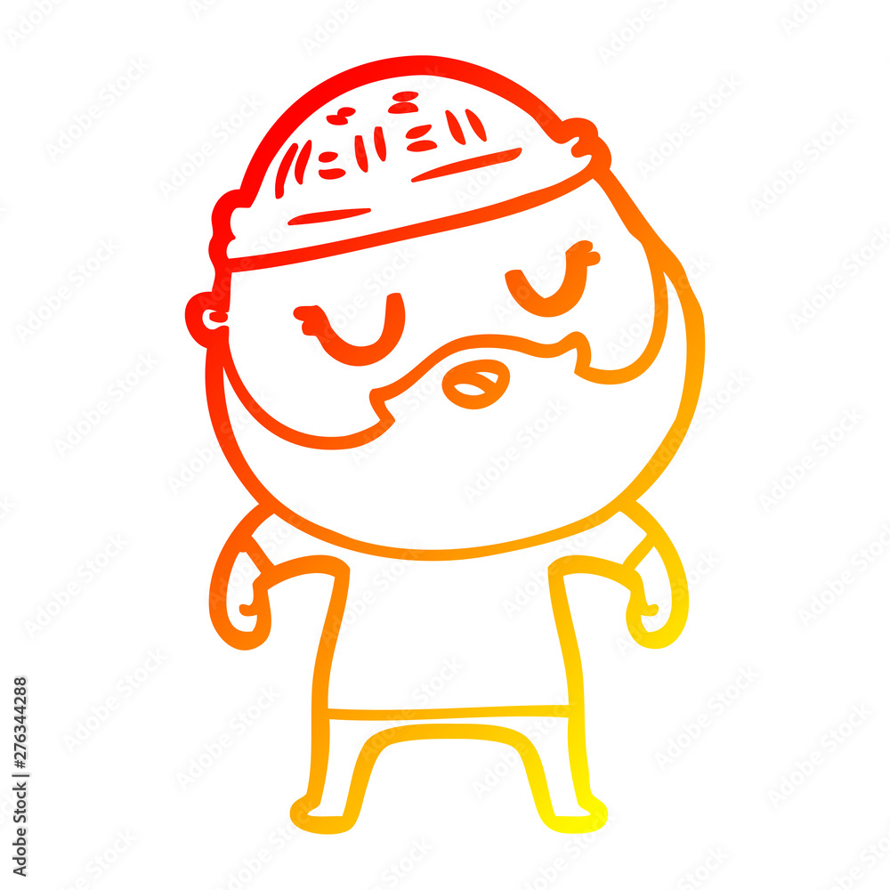 warm gradient line drawing cute cartoon man with beard warm gradient line drawing cute cartoon man with beard