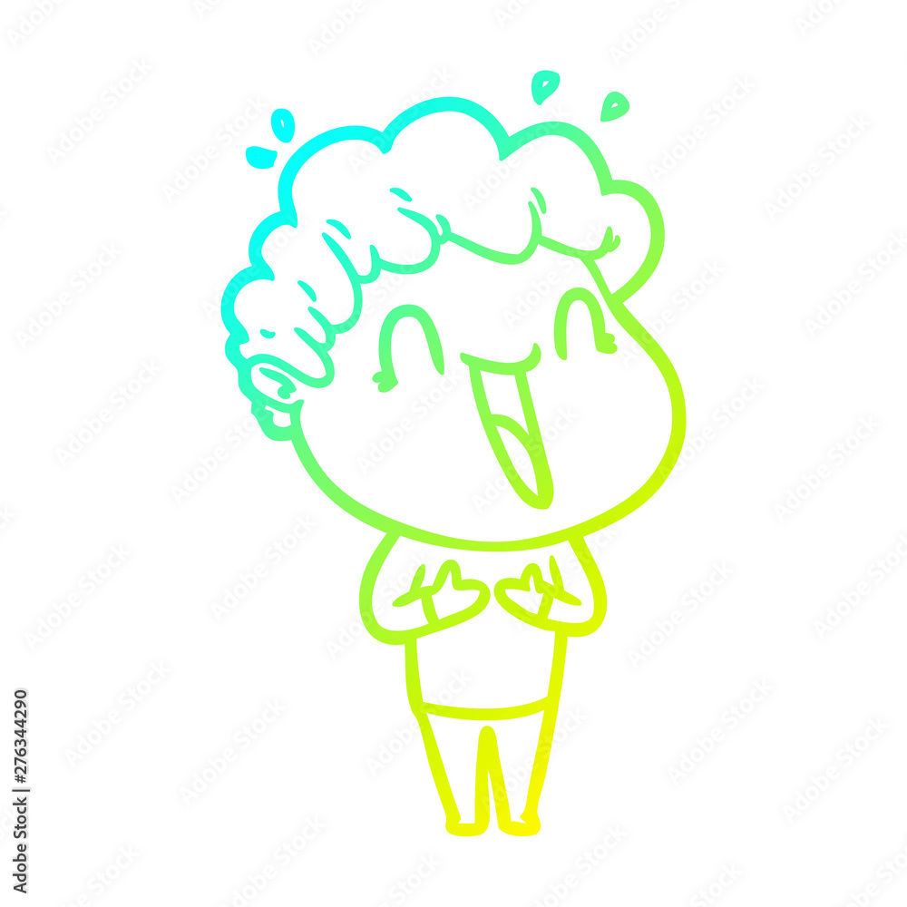 cold gradient line drawing cartoon happy man laughing cold gradient line drawing cartoon happy man laughing