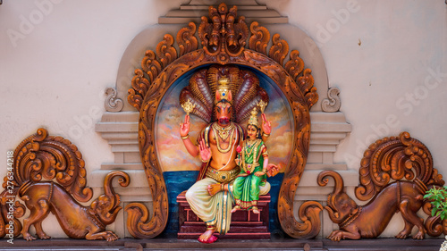 Colourful statues of Hindu religious deities in Hindu temple in Singapore 