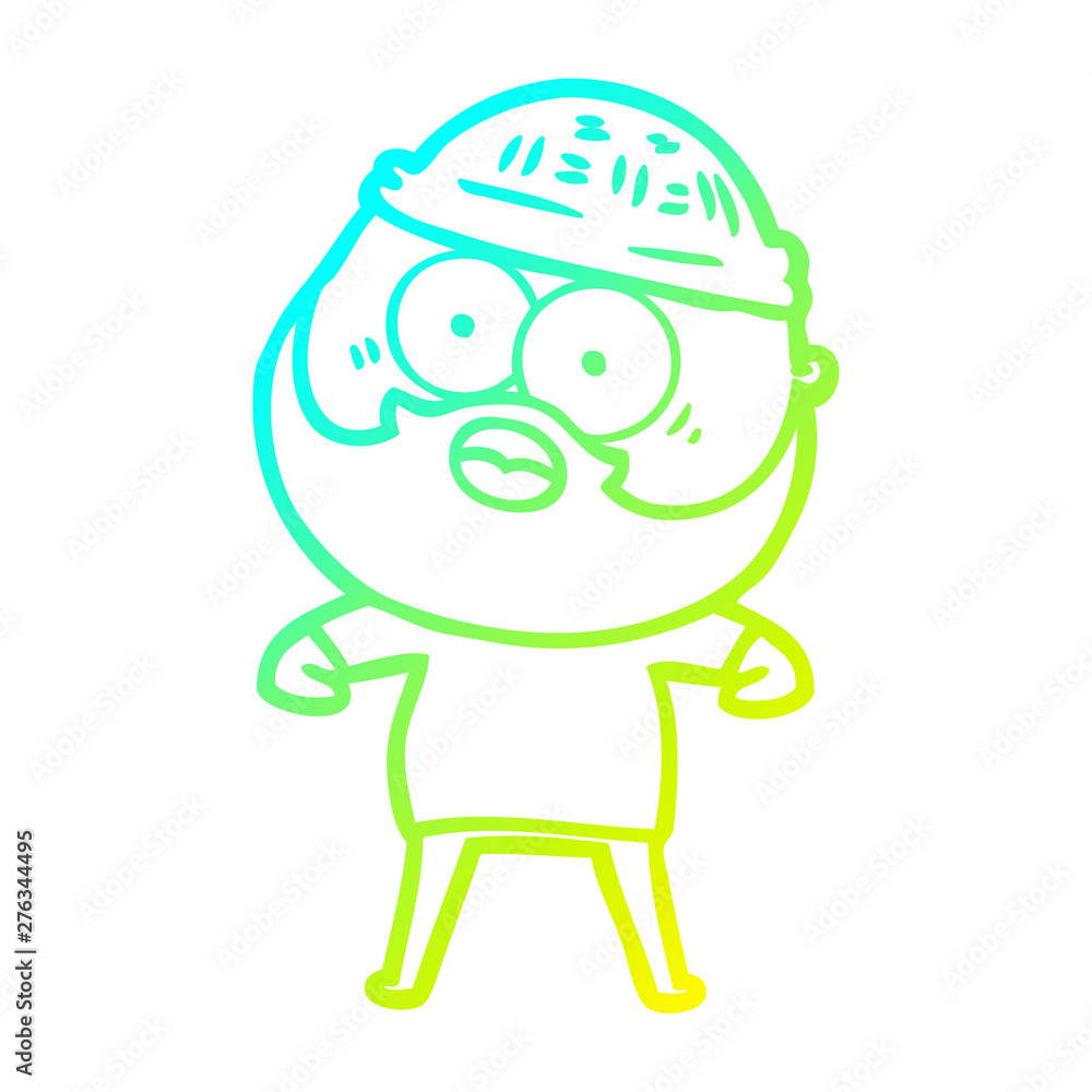 Fototapeta premium cold gradient line drawing cartoon surprised bearded man