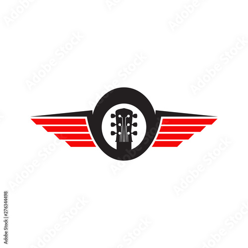 Guitar logo design vector template