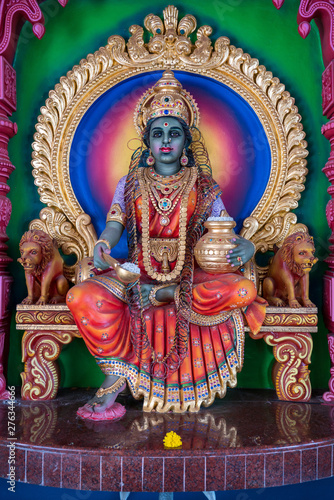 Colourful statues of Hindu religious deities in sri krishnan temple in Singapore 