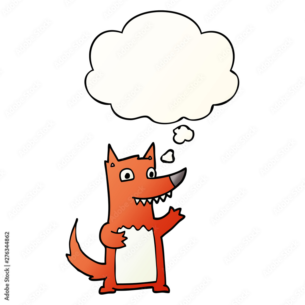 cartoon wolf and thought bubble in smooth gradient style cartoon wolf and thought bubble in smooth gradient style