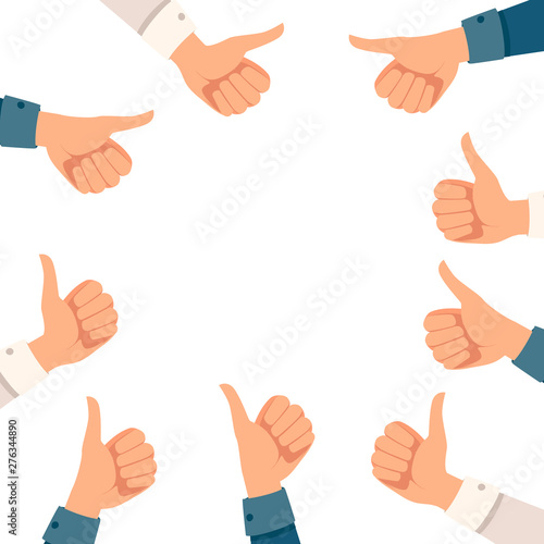 Group of thumbs up hands with suit sleeve flat vector illustration on white background