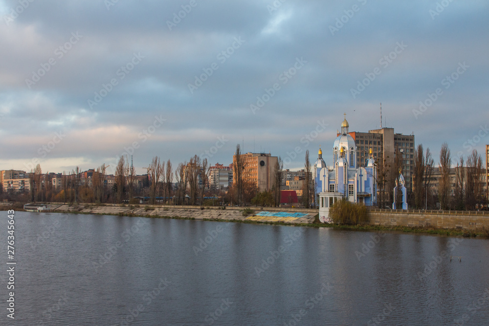 Church of the Protection of the Blessed Virgin on the banks of the Bug River in Vinnytsia. Ukraine