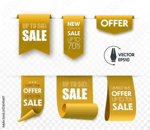 Sale tag. Gold discount