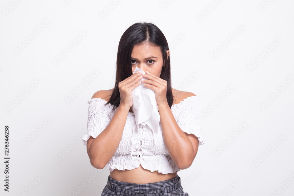 Young Asian woman got sick and flu. Young Asian woman got sick and flu.