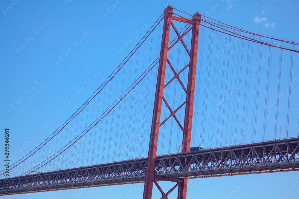 details of famous bridge in Lisbon