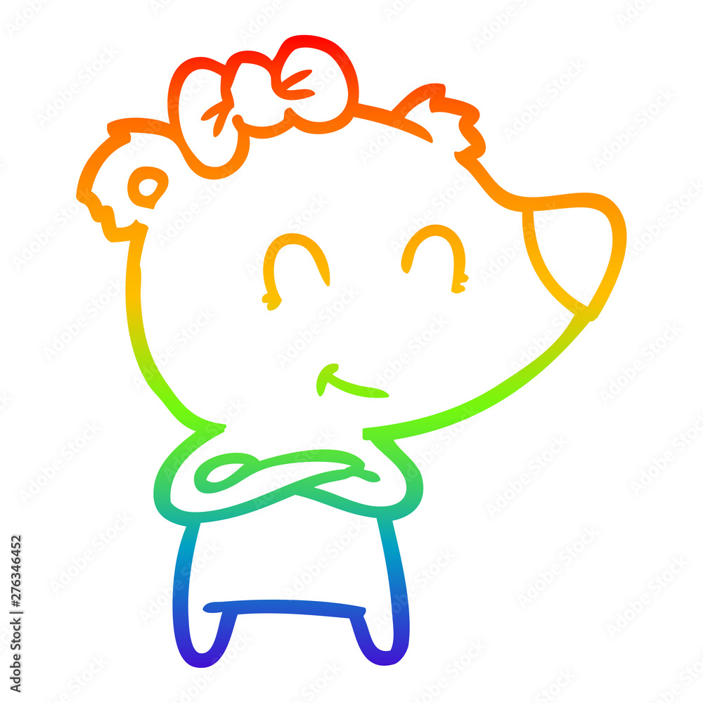 Fototapeta premium rainbow gradient line drawing female bear cartoon