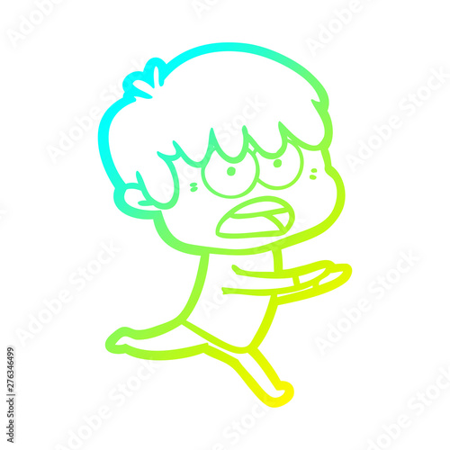 cold gradient line drawing worried cartoon boy