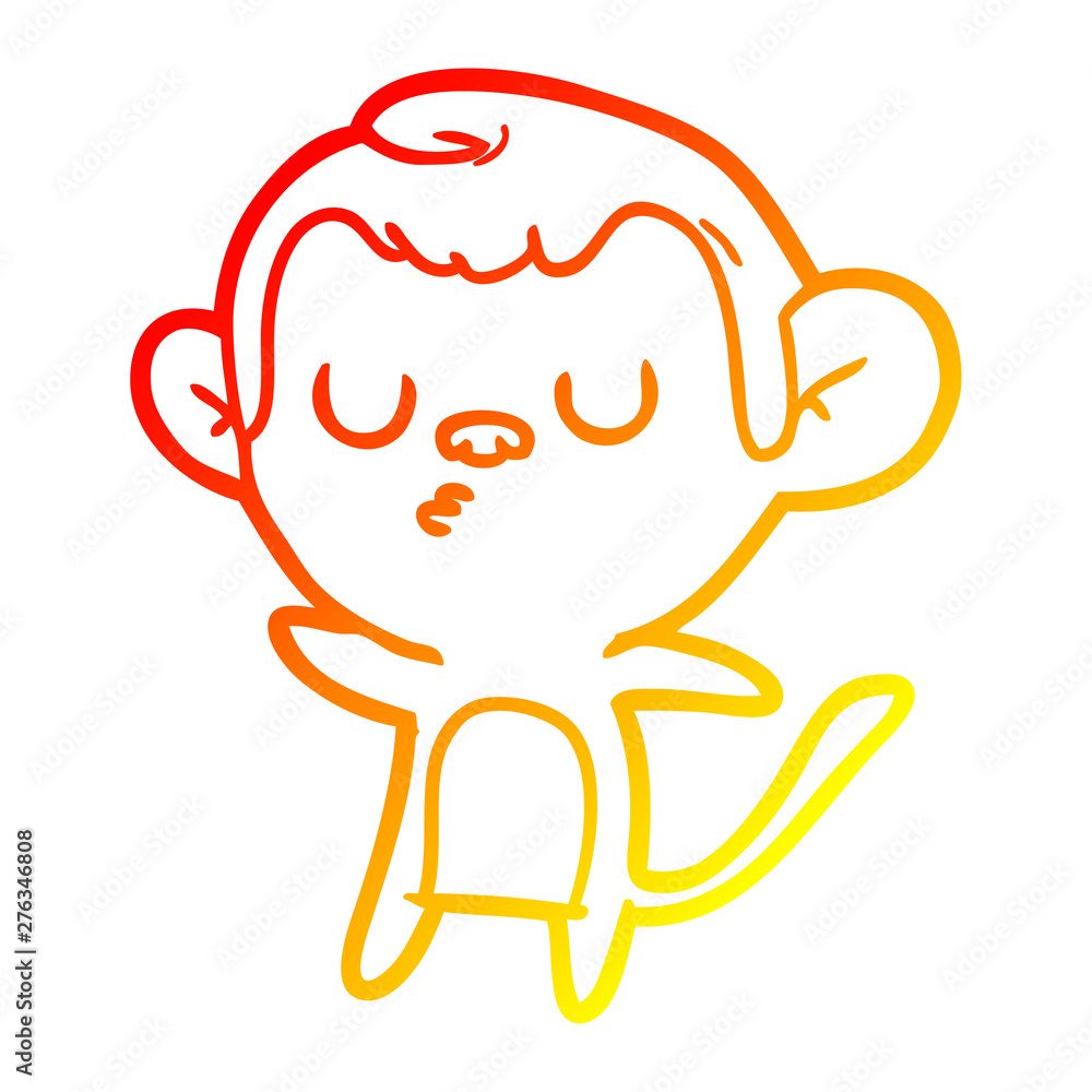 warm gradient line drawing cartoon monkey warm gradient line drawing cartoon monkey
