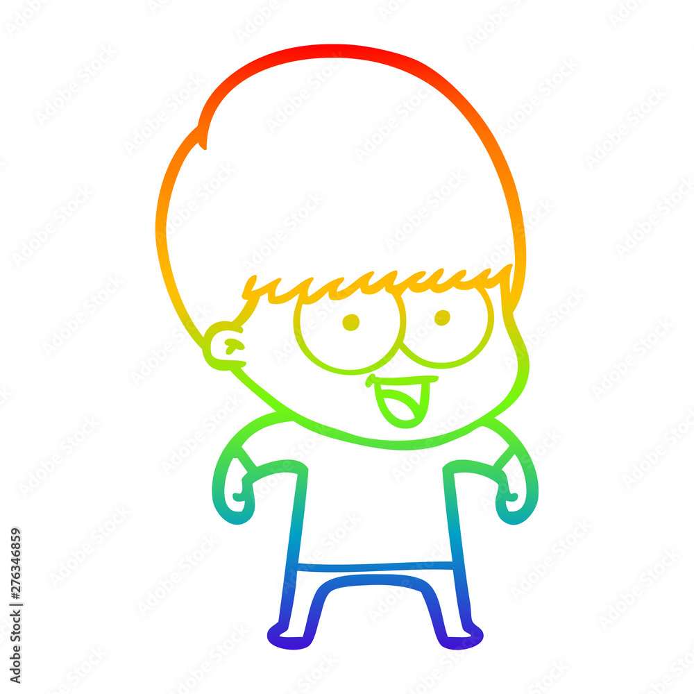 rainbow gradient line drawing happy cartoon boy rainbow gradient line drawing happy cartoon boy
