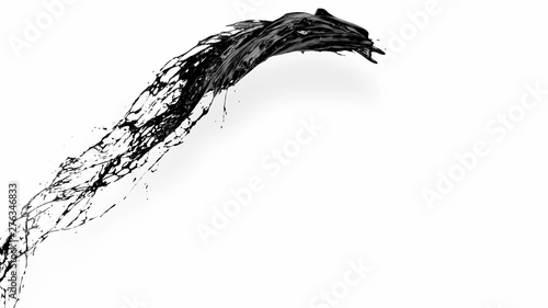 black splash like petroleum is hanging in the air. 3d rendering of liquid splash in cartoon style. 9