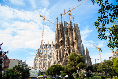 BARCELONA, SPAIN - April, 2019: Sagrada Familia in Barcelona, Spain cathedral was originally designed by Antoni Gaudi