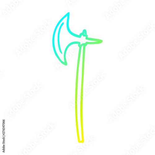 cold gradient line drawing cartoon medieval axe