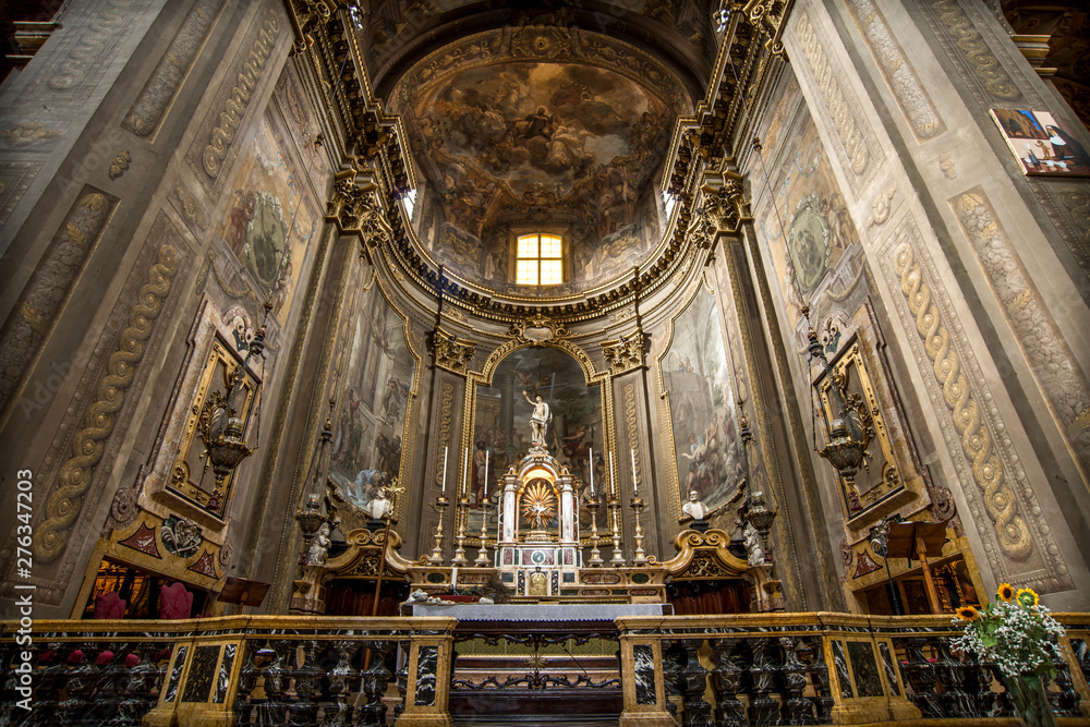 interior of church Santi Bartolomeo and Gaetano of Bologna city in Italy