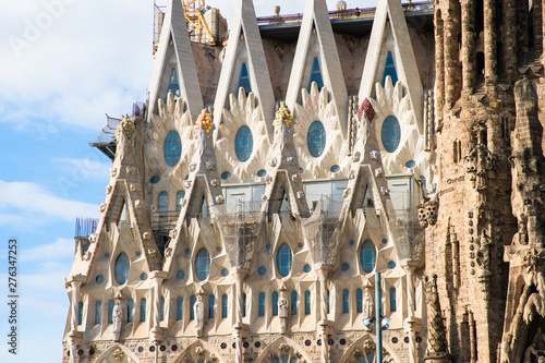 Photography BARCELONA, SPAIN - April, 2019: Famous Antonio Gaudi Sagrada Familia Cathedral, in Barcelona