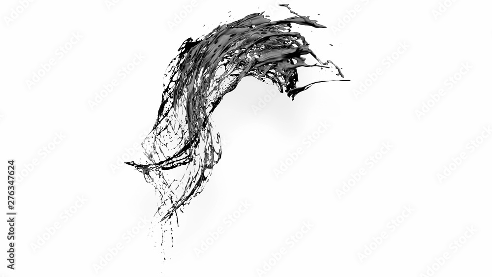 black splash like petroleum is hanging in the air. 3d rendering of liquid splash in cartoon style. 45 black splash like petroleum is hanging in the air. 3d rendering of liquid splash in cartoon style. 45