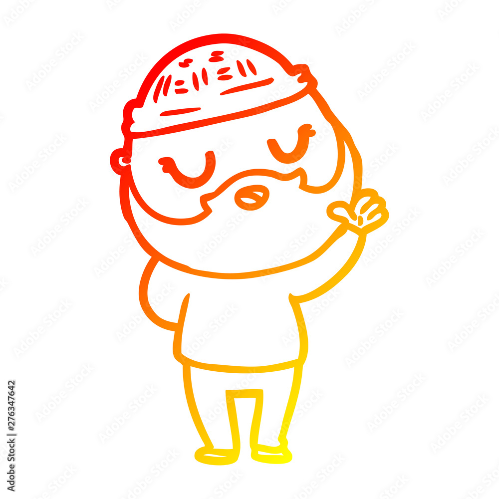 warm gradient line drawing cute cartoon man with beard warm gradient line drawing cute cartoon man with beard
