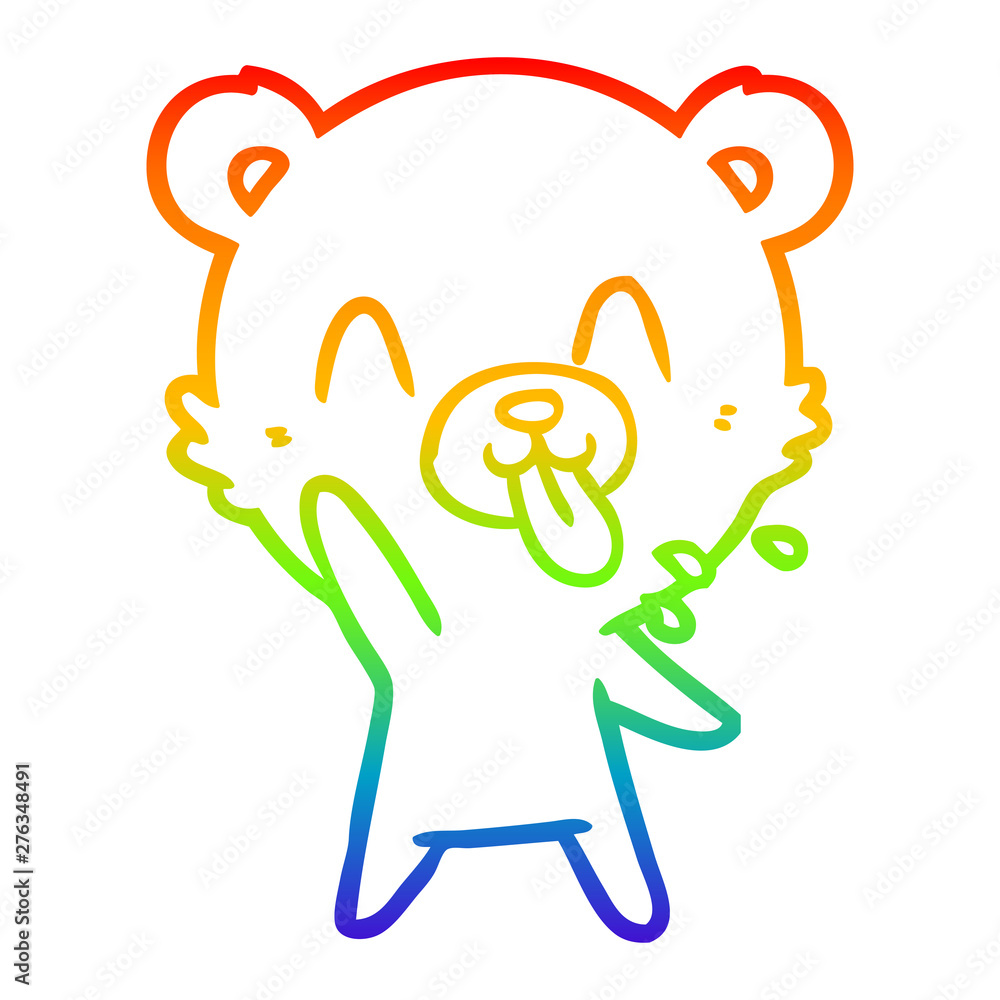 rainbow gradient line drawing rude cartoon bear rainbow gradient line drawing rude cartoon bear
