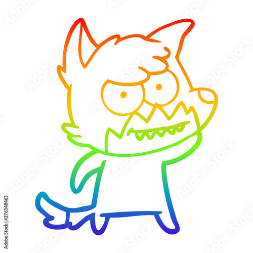 rainbow gradient line drawing cartoon grinning fox