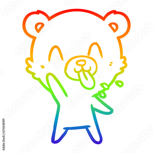 rainbow gradient line drawing rude cartoon bear