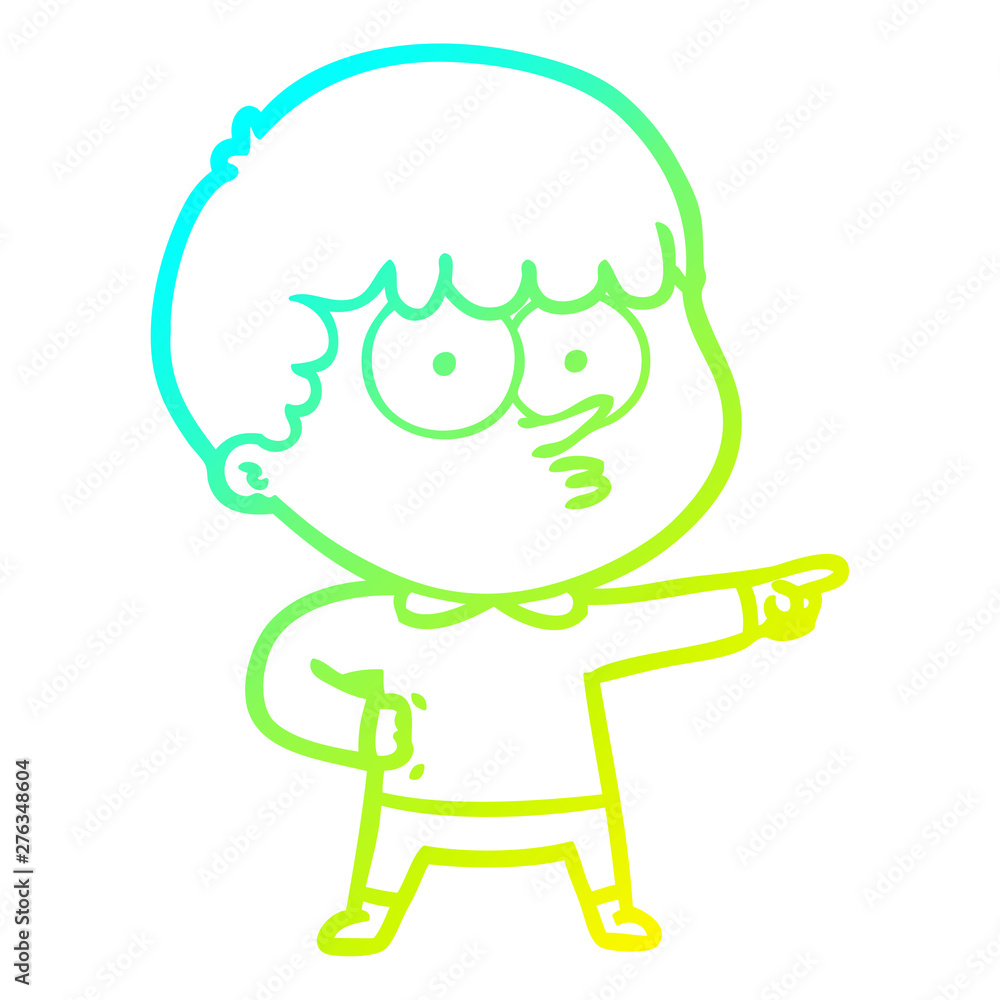 cold gradient line drawing cartoon pointing boy cold gradient line drawing cartoon pointing boy