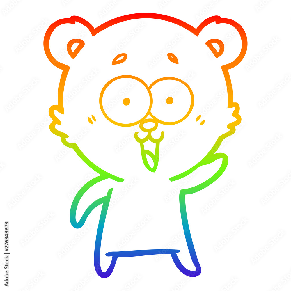 Obraz premium rainbow gradient line drawing laughing teddy bear cartoon