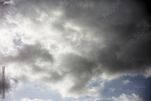 Background texture purpose shot of clouds in the sky of rain or nimbus clouds.