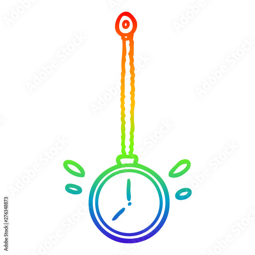 rainbow gradient line drawing swinging gold hypnotist watch