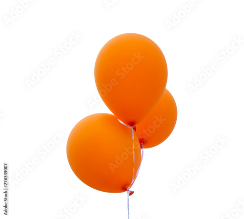 Bunch of orange balloons on a white background. Isolated