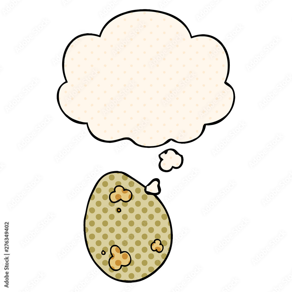 cartoon egg and thought bubble in comic book style cartoon egg and thought bubble in comic book style