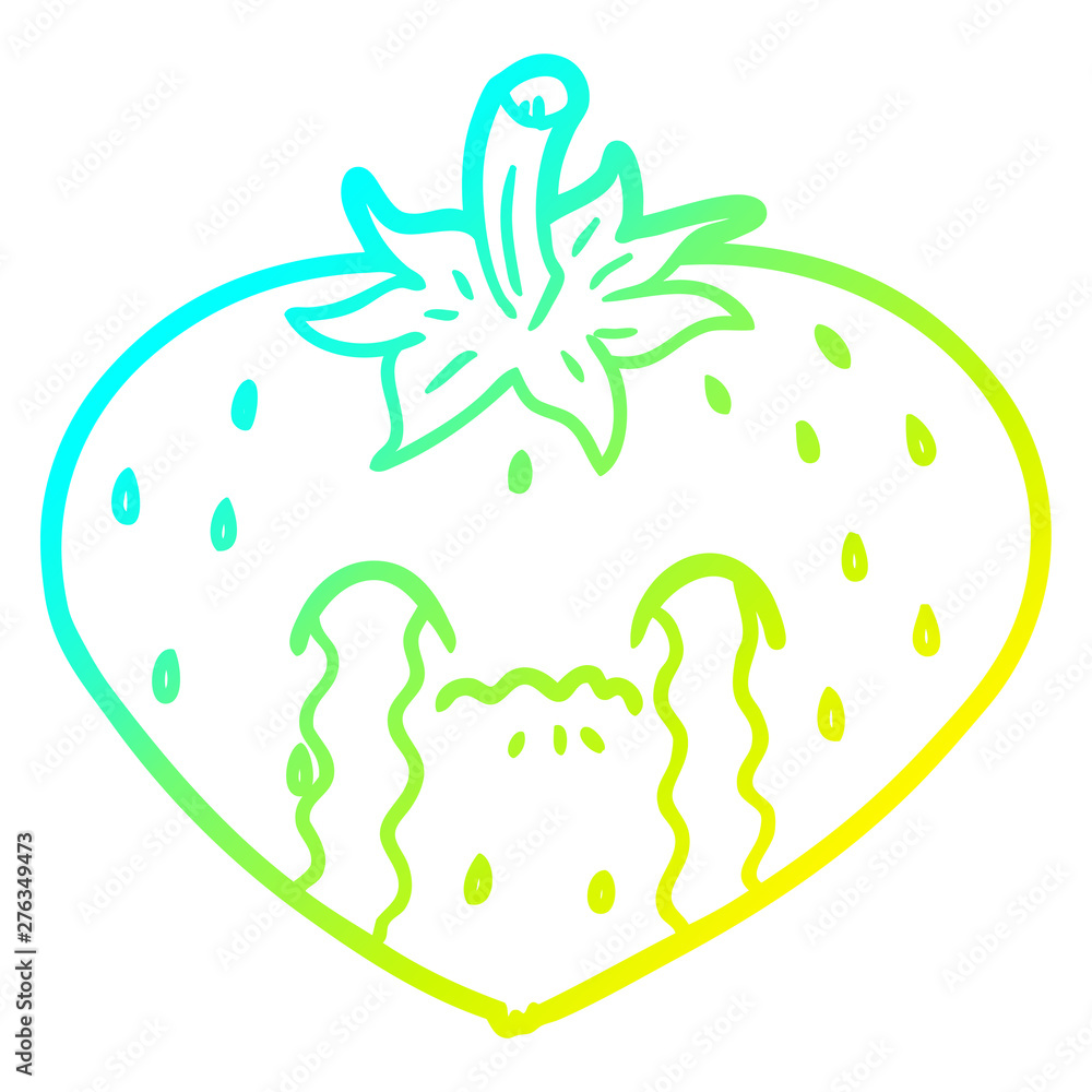 Fototapeta premium cold gradient line drawing cartoon strawberry