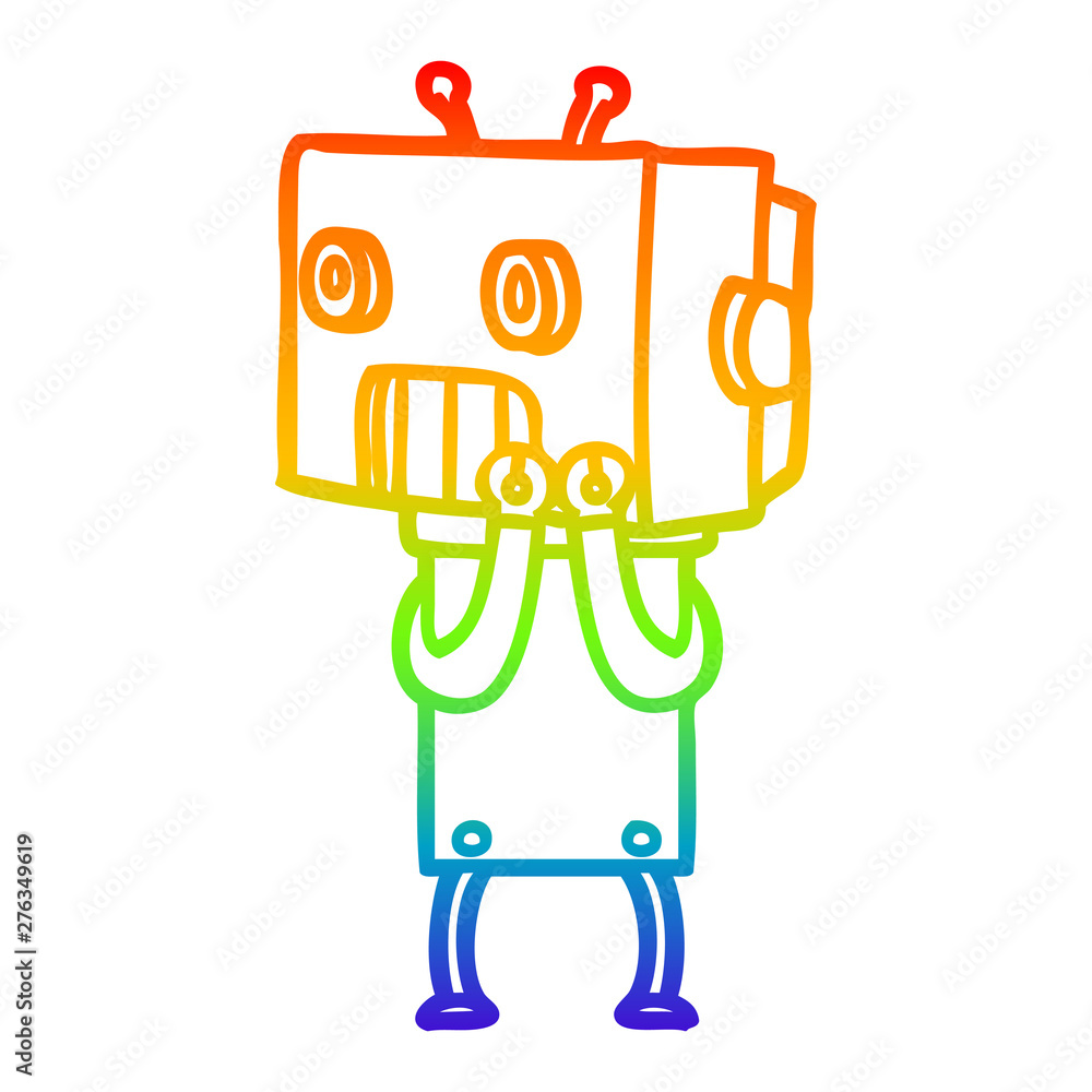 rainbow gradient line drawing cartoon robot rainbow gradient line drawing cartoon robot