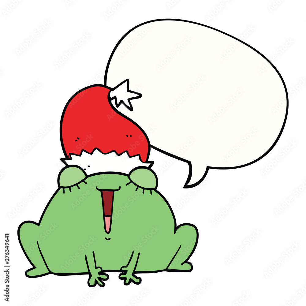 Fototapeta premium cute cartoon christmas frog and speech bubble