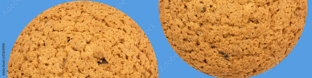 Background of oatmeal cookies on blue color Background of oatmeal cookies on blue color