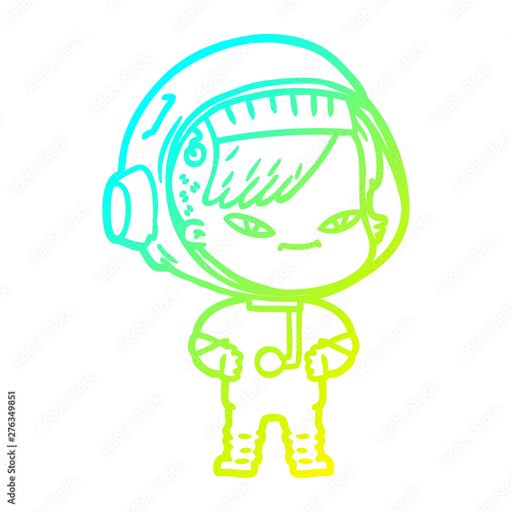 cold gradient line drawing cartoon astronaut woman cold gradient line drawing cartoon astronaut woman