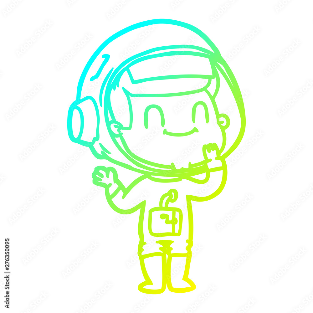 cold gradient line drawing happy cartoon astronaut man cold gradient line drawing happy cartoon astronaut man