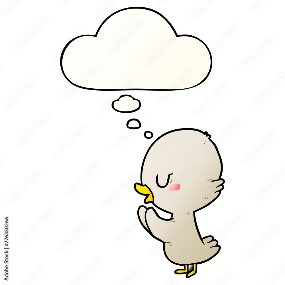 cartoon duckling and thought bubble in smooth gradient style cartoon duckling and thought bubble in smooth gradient style
