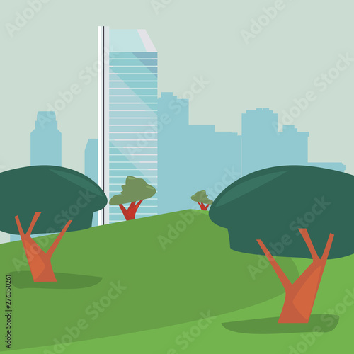 high building city park panorama