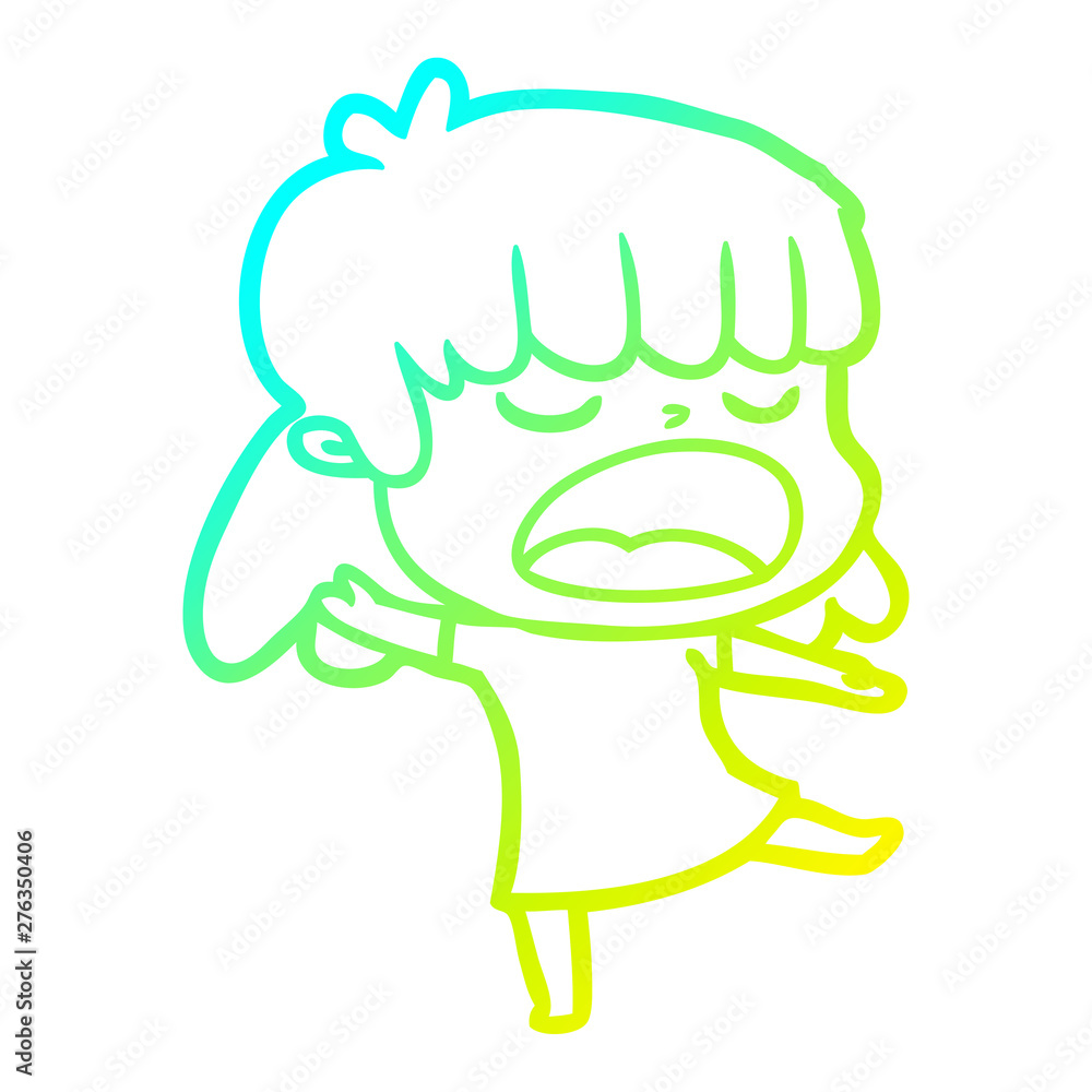 cold gradient line drawing cartoon woman talking loudly cold gradient line drawing cartoon woman talking loudly
